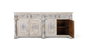 GINER Y COLOMER Buffet en bois de manguier avec 4 tiroirs et 4 portes, finition blanc vieilli - L.225 x H.100 cm